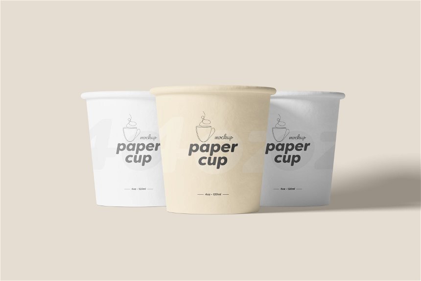 4oz Paper Cup Mockup in 4 Shots FREE PSD