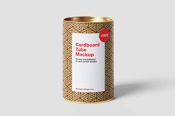 5 Cardboard Tube Mockups in Varied Shots FREE PSD