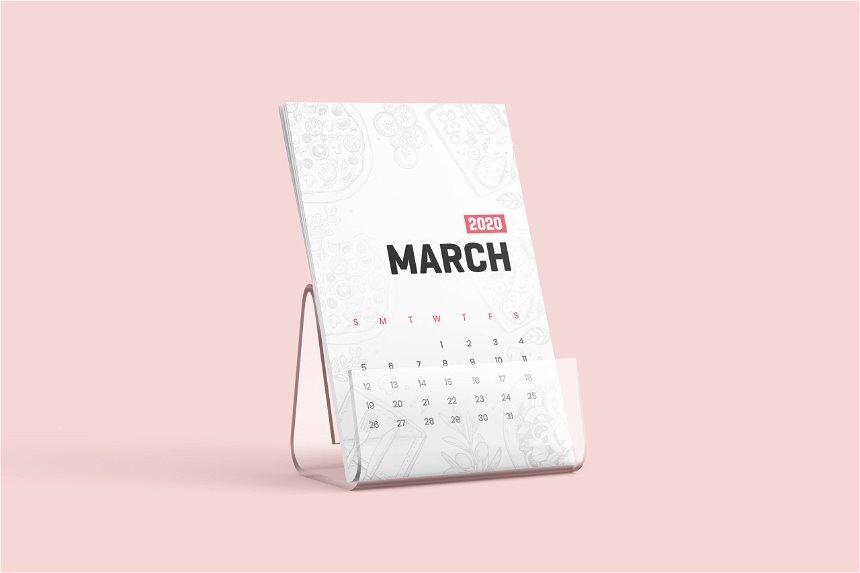 5 Visions of Desk Calendar Mockup with Plastic Stand FREE PSD