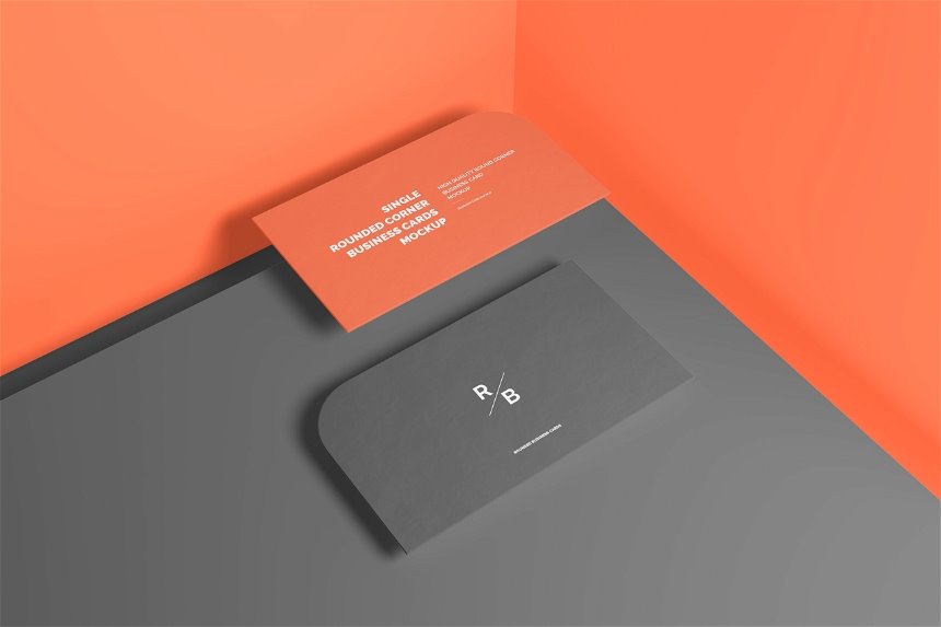 5 Visions of Single Rounded Corner Business Card Mockup FREE PSD