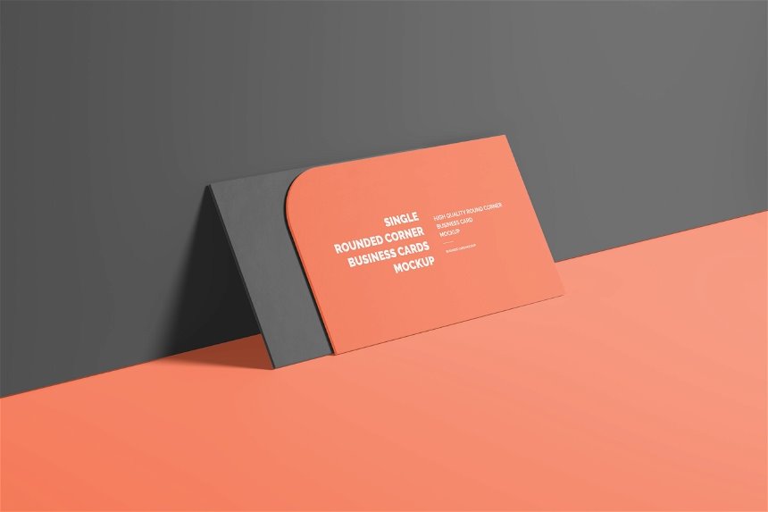 5 Visions of Single Rounded Corner Business Card Mockup FREE PSD
