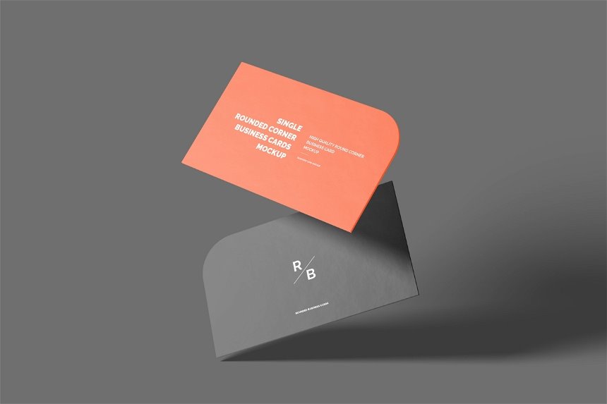 5 Visions of Single Rounded Corner Business Card Mockup FREE PSD