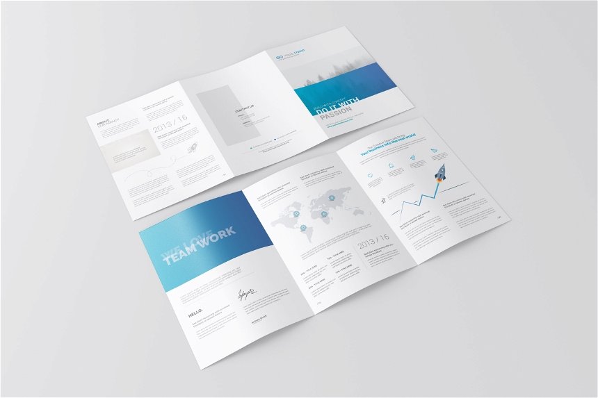 A4 Tri Fold Brochure Mockup in 4 Showcases (FREE) - Resource Boy