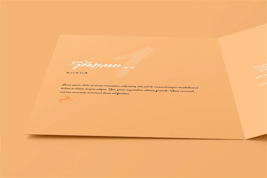 A5 Folded Wedding Invitation Card Mockup in 4 Shots FREE PSD