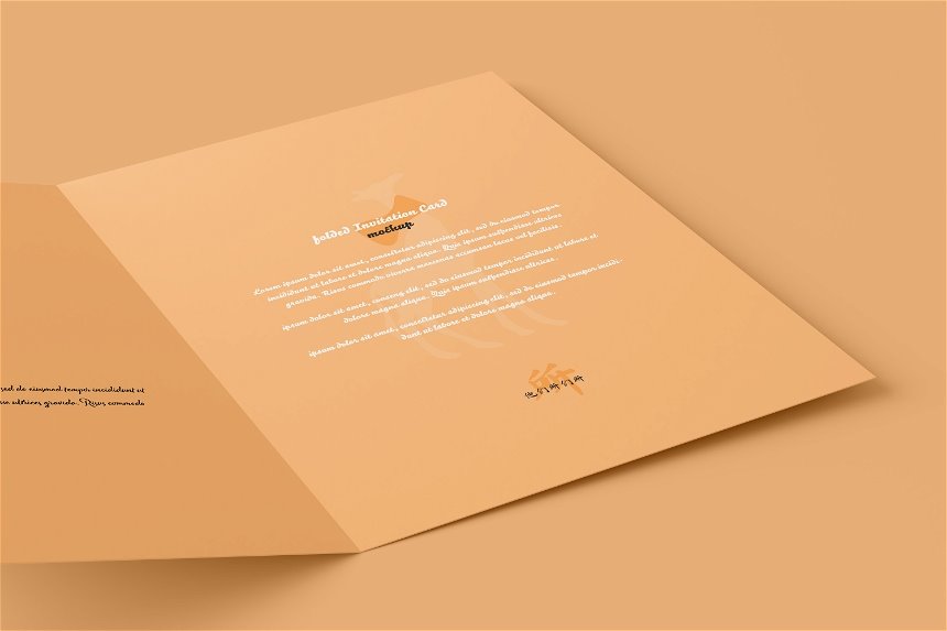 A5 Folded Wedding Invitation Card Mockup in 4 Shots FREE PSD