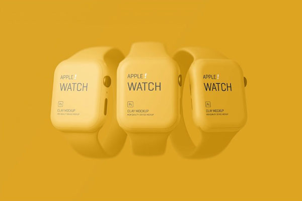 Apple Watch Clay Mockup in 5 Showcases FREE PSD