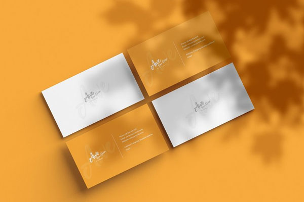 Business Card Mockup with Shadow in Top View FREE PSD