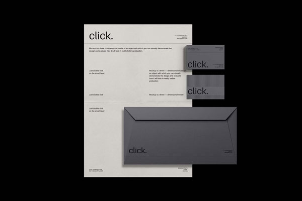 Click Branding Identity Mockup in Facing Vision FREE PSD