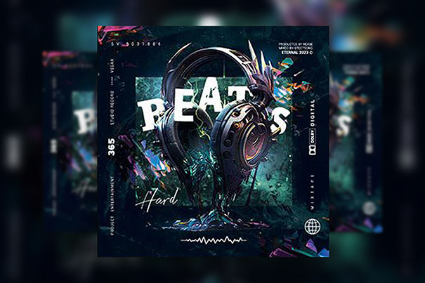 Dark Vibrant Beats CD and Album Cover Template FREE PSD