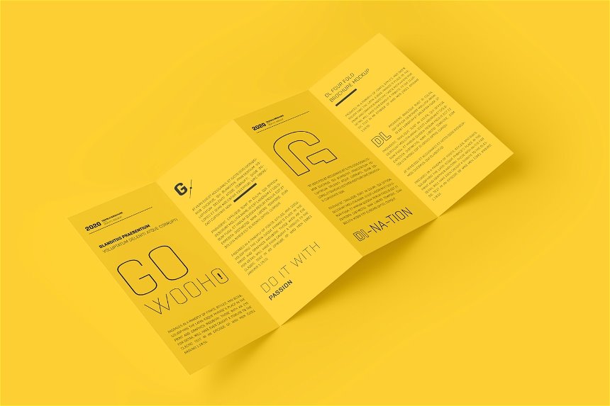 DL 4 Fold Brochure Mockup in 4 Shots Free Download | Resource Boy