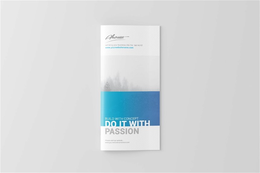 DL Brochure Mockup in 4 Showcases FREE PSD