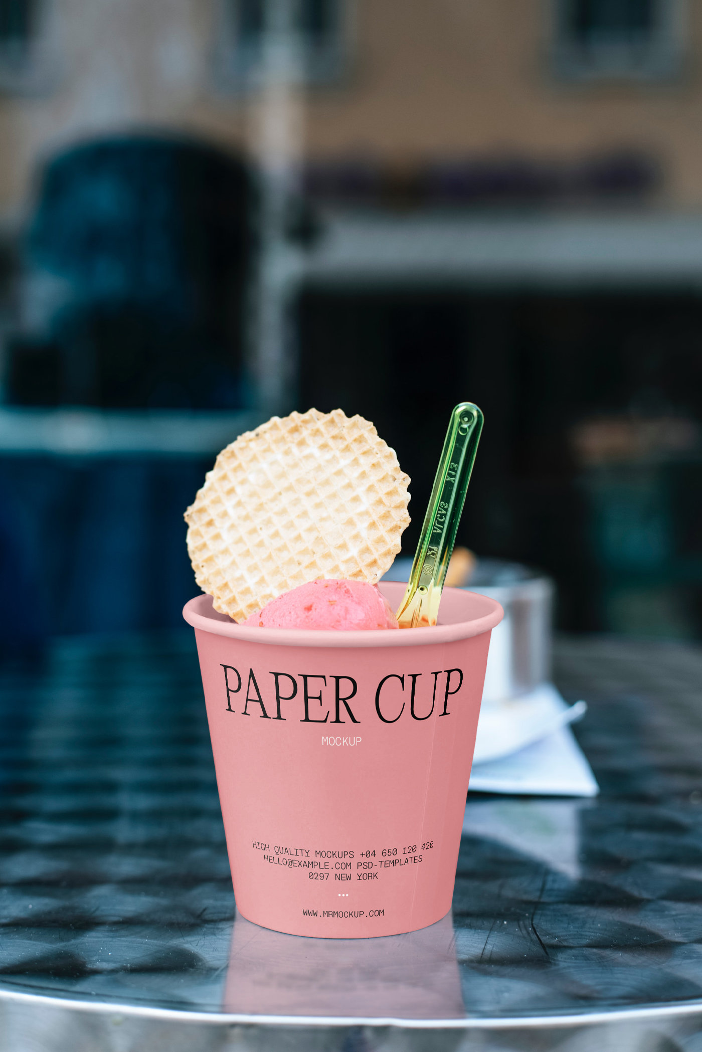 Facing View of Ice Cream Paper Cup Mockup FREE PSD