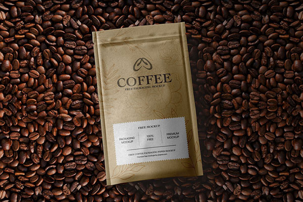 Facing Vision of Coffee Paper Bag Mockup FREE PSD