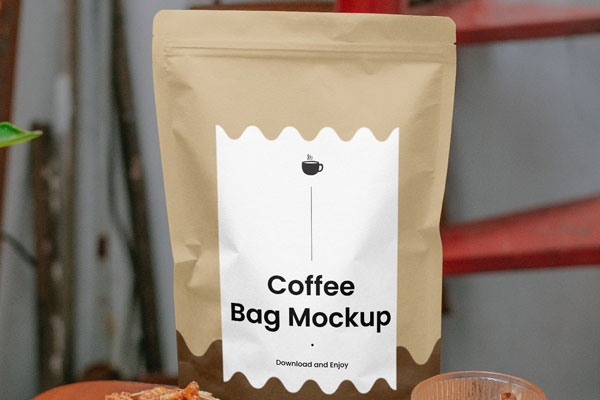 Facing Vision of Standing Coffee Bag Mockup FREE PSD