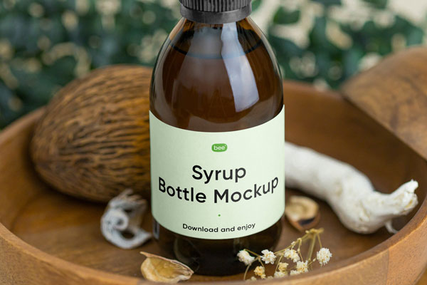 Facing Vision of Syrup Bottle Mockup FREE PSD
