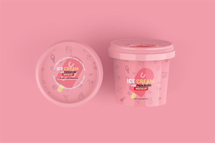 Ice Cream Jar Mockup in 3 Showcases FREE PSD