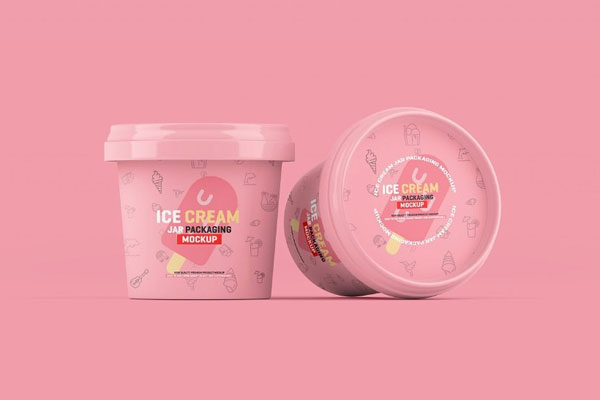 Ice Cream Jar Mockup in 3 Showcases FREE PSD