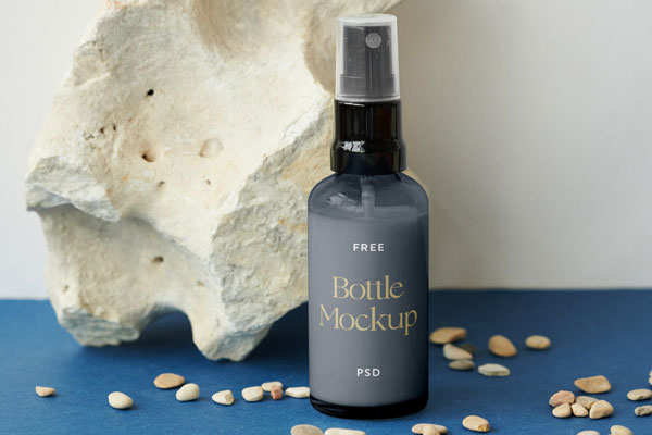 Mini Spray Bottle Mockup in Front Sight FREE PSD
