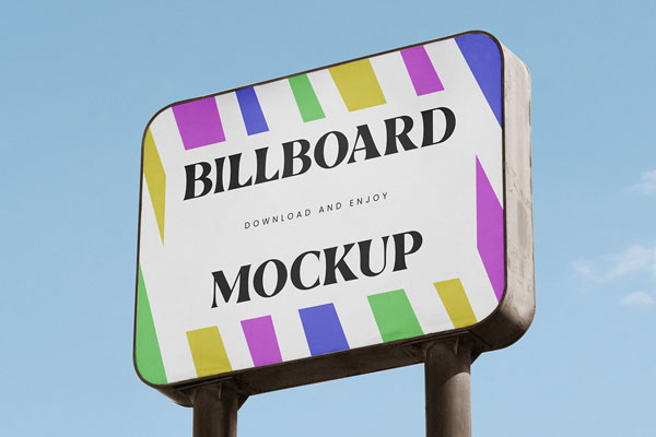 Perspective View of Rectangle Billboard Mockup FREE PSD