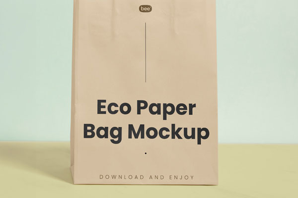 Standing Paper Shopping Bag Mockup in Front View FREE PSD