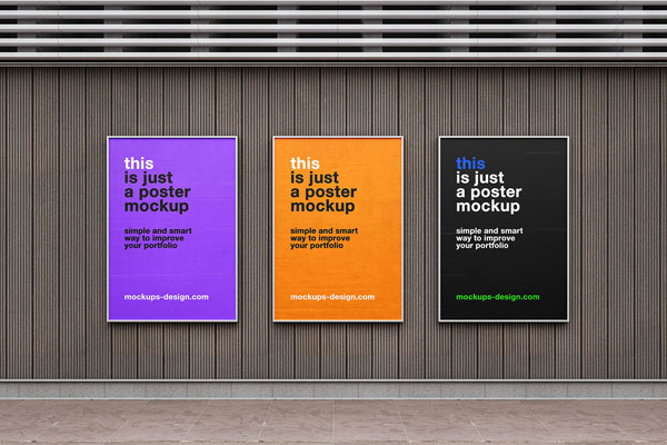 Street Poster Frames Mockup in 2 Sights FREE PSD