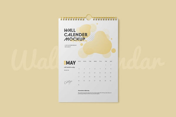 Wall Calendar Mockup in 3 Different Views FREE PSD