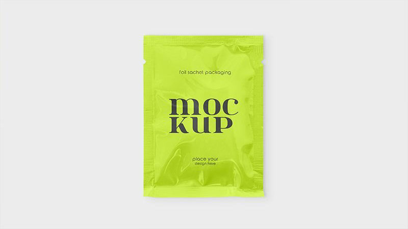 2 Shots of Foil Sachet Packaging Mockups FREE PSD