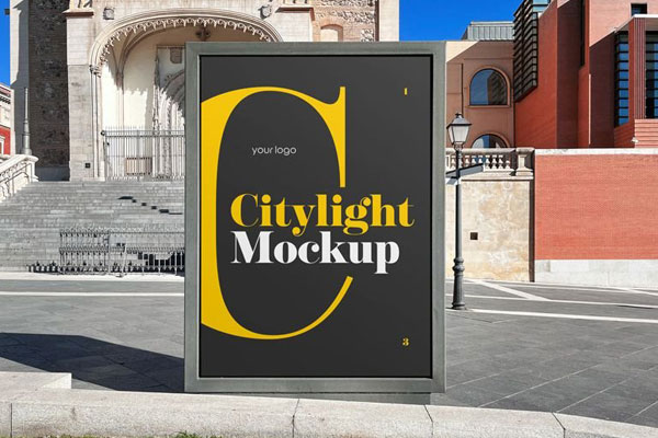 3 Showcases of City Light Outdoor Advertisement Mockup FREE PSD