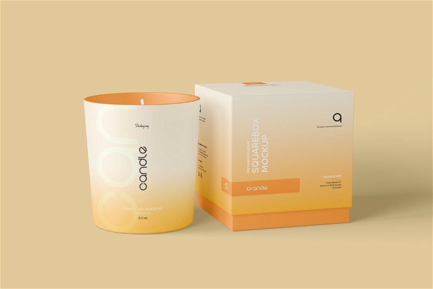 3 Views of Candle Glass Packaging Mockup FREE PSD
