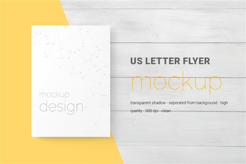 4 Showcases of US Letter Flyer Mockup FREE PSD
