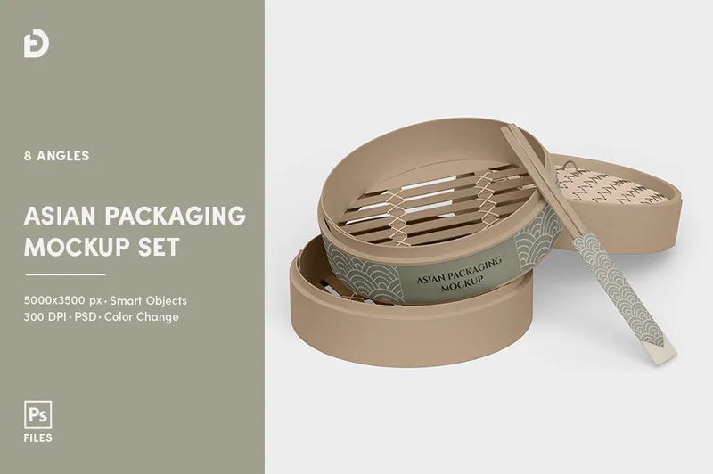 8 Showcases of Asian Packaging Mockup FREE PSD