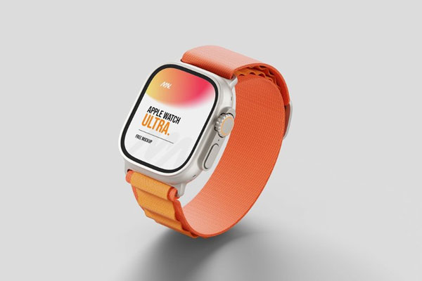 Apple Watch Ultra Mockup in 3 Different Views FREE PSD