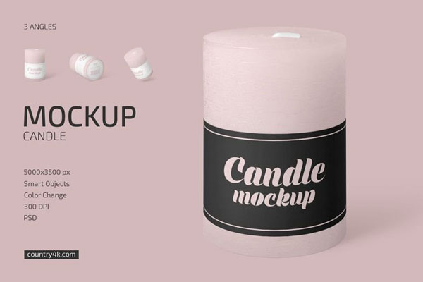 Candle Mockup in 3 Varied Sights FREE PSD
