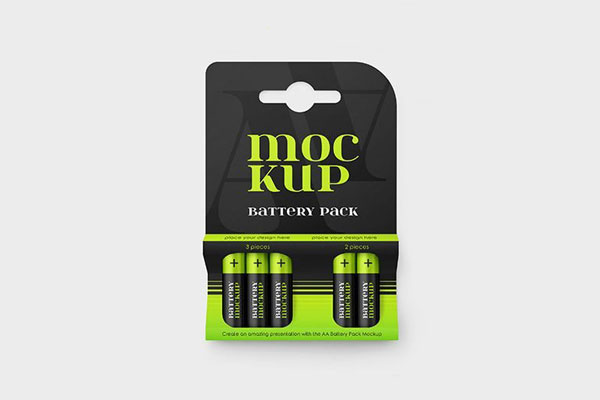 Facing View of Aa Battery Pack Mockup FREE PSD