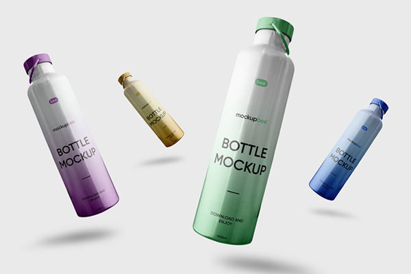 Facing View of Metal Bottles Mockup FREE PSD