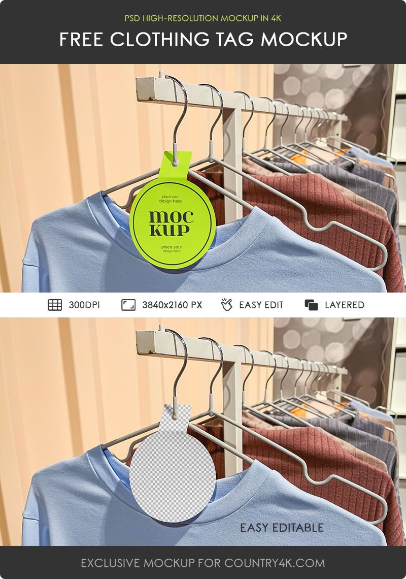 Facing Vision of Clothing Tag Mockup FREE PSD