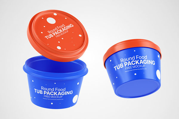 Facing Vision of Food Round Tub Mockup FREE PSD