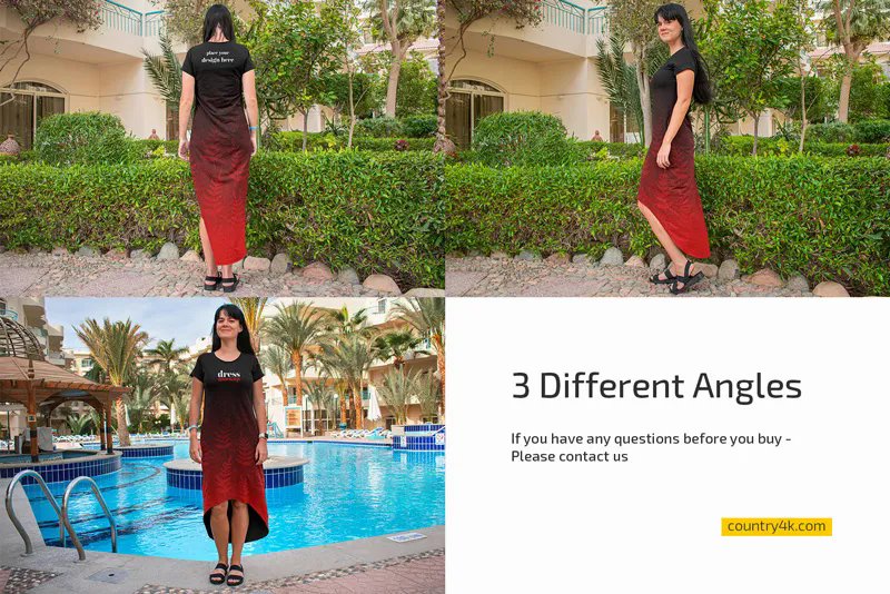 Fashion Female Dress Mockup in 3 Different Sights FREE PSD