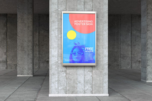 Front Sight of Advertising Poster Sign Mockup FREE PSD