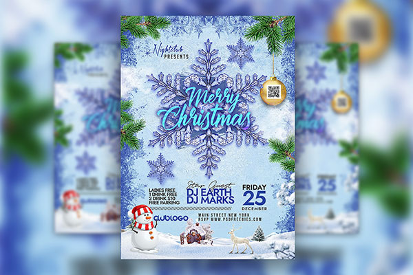 Frosty Winter Christmas Party Flyer Template Free Download | Resource Boy for Christmas Flyers Templates Free Printable