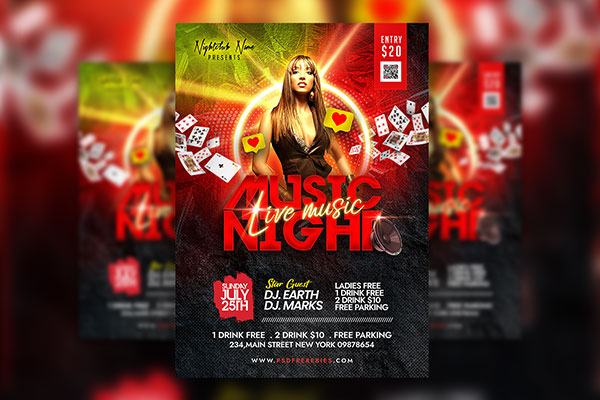 Funny Live Music Event Party Flyer Template FREE PSD