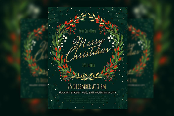 Green Delightful Christmas Flyer Template FREE PSD