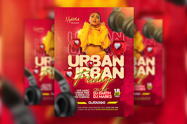 Lovely Urban Friday Night Music Party Flyer Template FREE PSD
