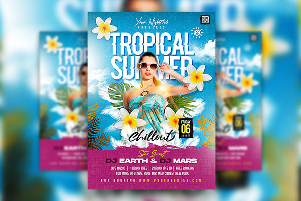 Natural Tropical Summer Club Party Flyer Template FREE PSD