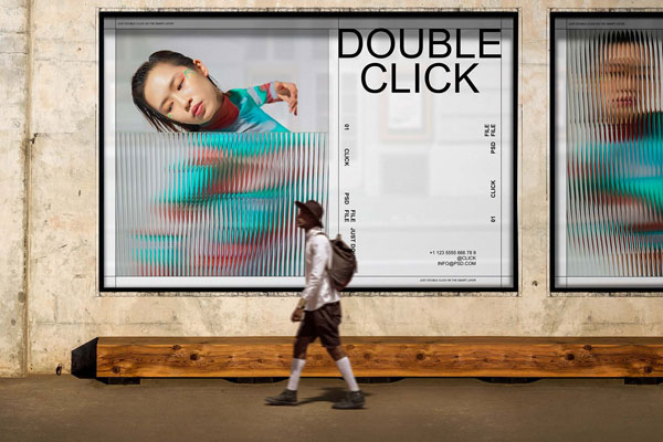 Outdoor Advertising Mockup in Facing View FREE PSD