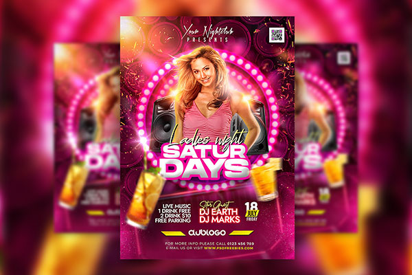 Urban Ladies Night Club Party Flyer Template FREE PSD