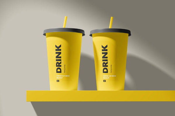 4 Showcases of Drink Cup Mockup FREE PSD