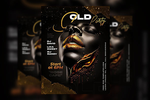 Black and Gold Party Flyer / Instagram Post Template FREE PSD
