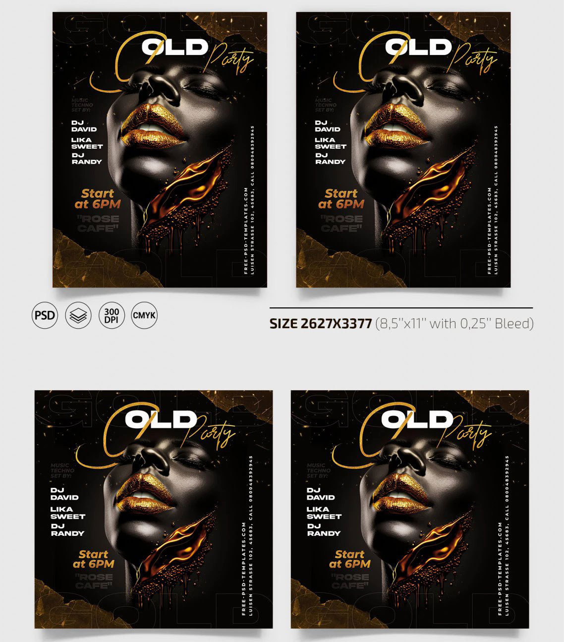 Black and Gold Party Flyer / Instagram Post Template FREE PSD
