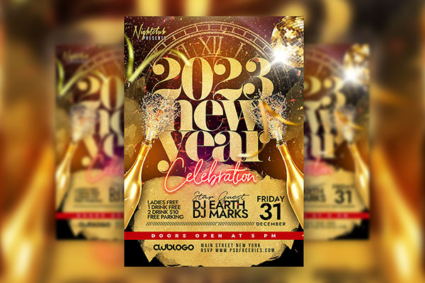 Cool Vivid New Year Club Party Flyer Template FREE PSD